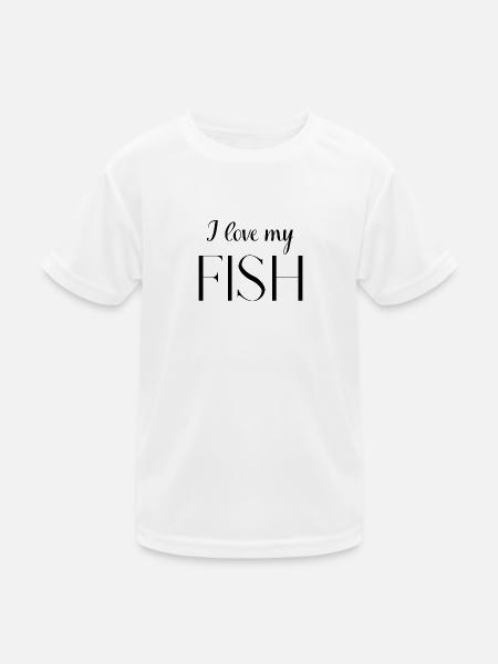 Ich liebe meinen Fisch - Kinder Funktions-T-Shirt - Weiß - Vorne