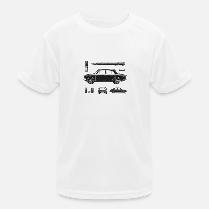 Schwarzer Oldtimer Kinder Funktions-T-Shirt