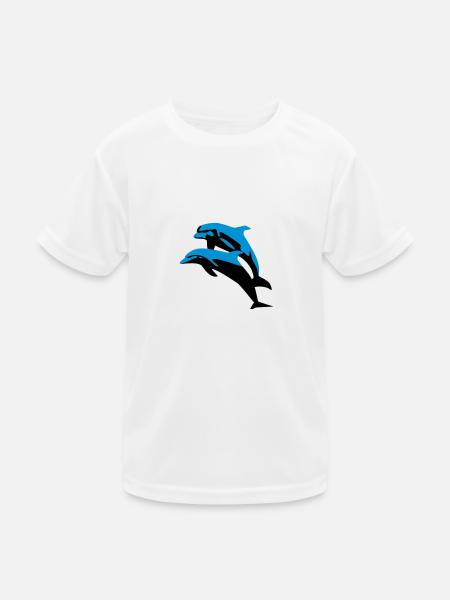 Delfin, Delfine - Dolphin - Kinder Funktions-T-Shirt - Weiß - Vorne