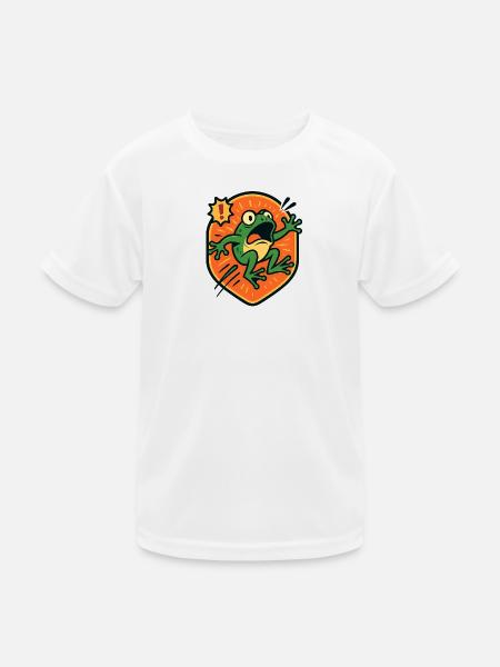 Panikfrosch-Abzeichen - Kinder Funktions-T-Shirt - Weiß - Vorne