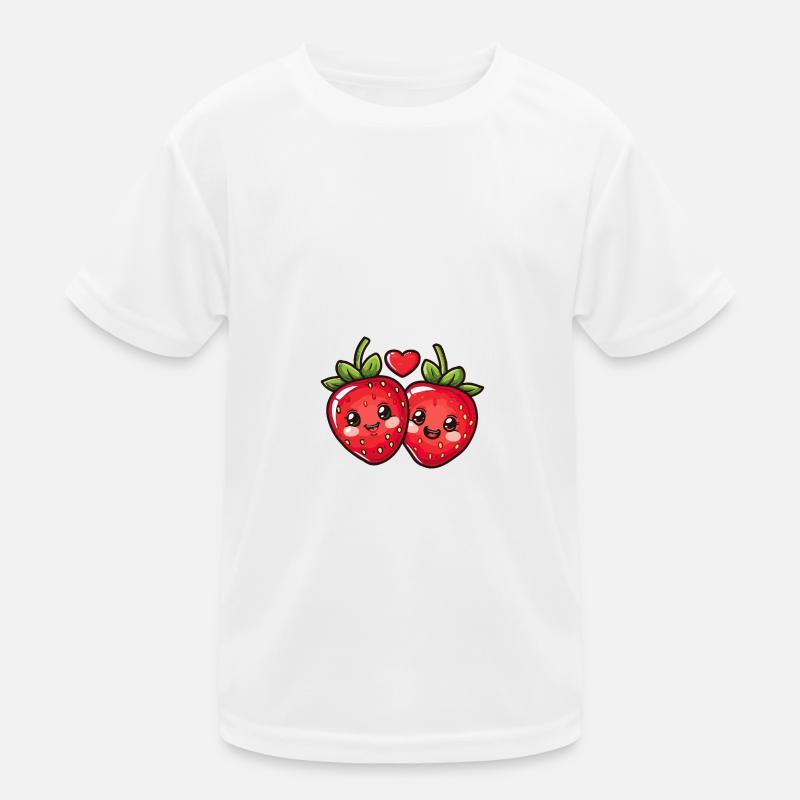 Erdbeeren Paar Liebe Herz Valentinstag Kinder Funktions-T-Shirt