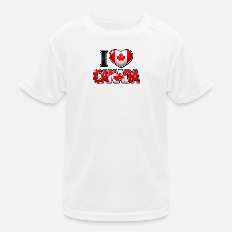 I Love Canada – Herz mit Ahornblatt Kinder Funktions-T-Shirt