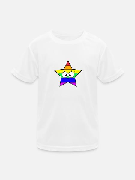 Stern Regenbogen - Kinder Funktions-T-Shirt - Weiß