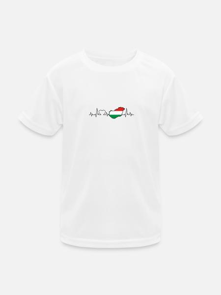 Ungarn Herzschlag - Kinder Funktions-T-Shirt - Weiß - Vorne