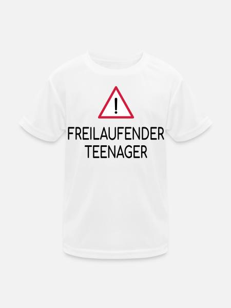 Achtung Freilaufender Teenager - Kinder Funktions-T-Shirt - Weiß - Vorne
