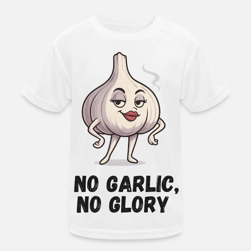 Knoblauch mit Attitüde: No Garlic No Glory  Kinder Funktions-T-Shirt