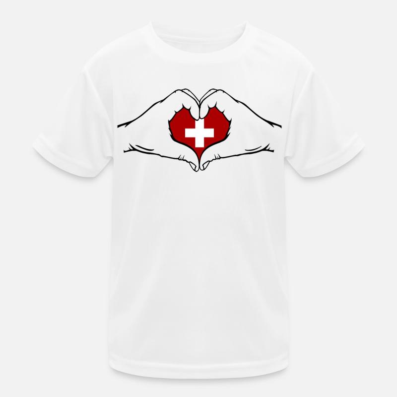 Schweiz Herzform Kinder Funktions-T-Shirt