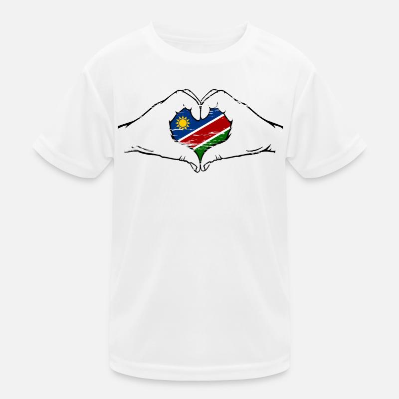 Namibia Flagge Herzform used - Kinder Funktions-T-Shirt - Weiß