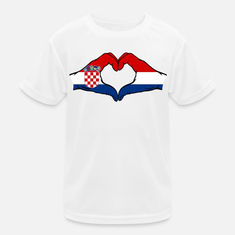 Croatia Holland Heart Shape with Hands Kids Functional T-Shirt