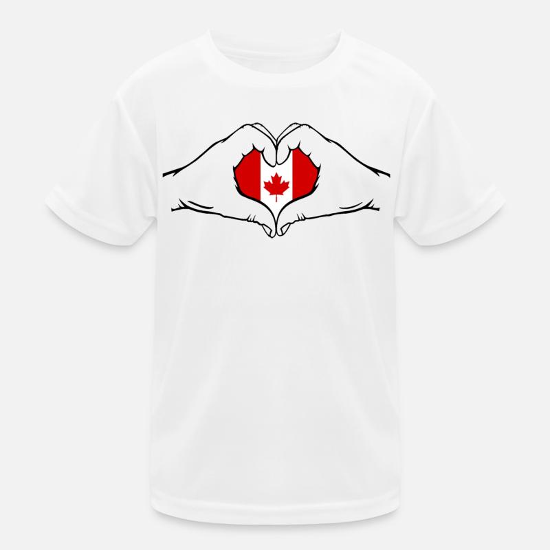 Canada Flag Heart Shape Kids Functional T-Shirt