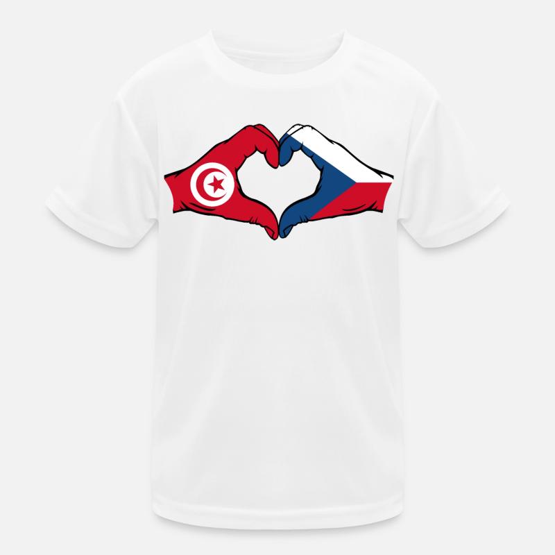 Tunisie République tchèque drapeau coeur T-shirt sport Enfant