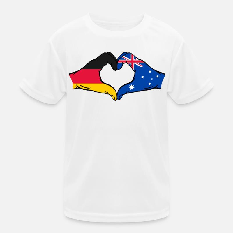 Germany Australia Flag Heart Shape Kids Functional T-Shirt