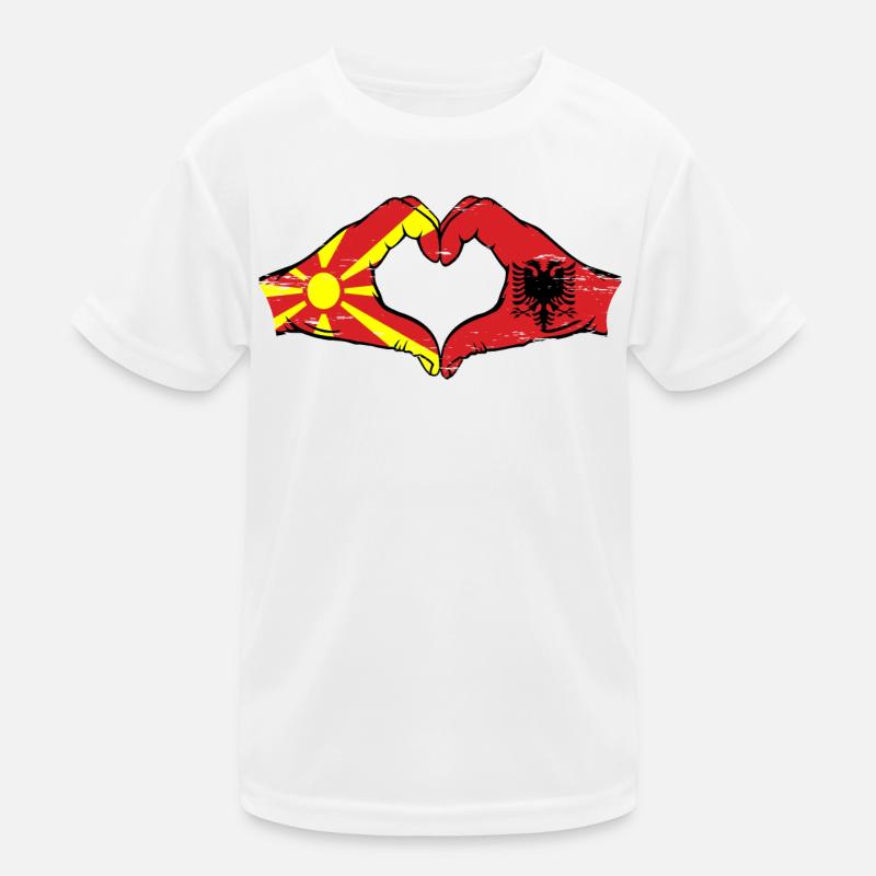 Macédoine Albanie drapeau mains forme de coeur utilisé T-shirt sport Enfant