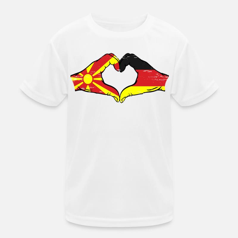 Macédoine, Allemagne, drapeau, mains, forme de coeur utilisé T-shirt sport Enfant