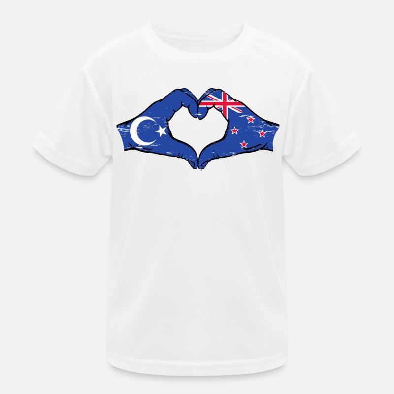 Uiguren Neuseeland Flagge Hände Herzform used Kinder Funktions-T-Shirt