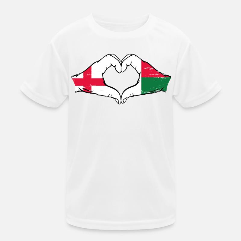 Angleterre Madagascar drapeau mains forme de coeur utilisé T-shirt sport Enfant