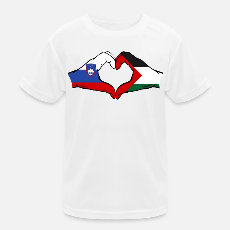 Slowenien Palästina Flagge Herzform Kinder Funktions-T-Shirt