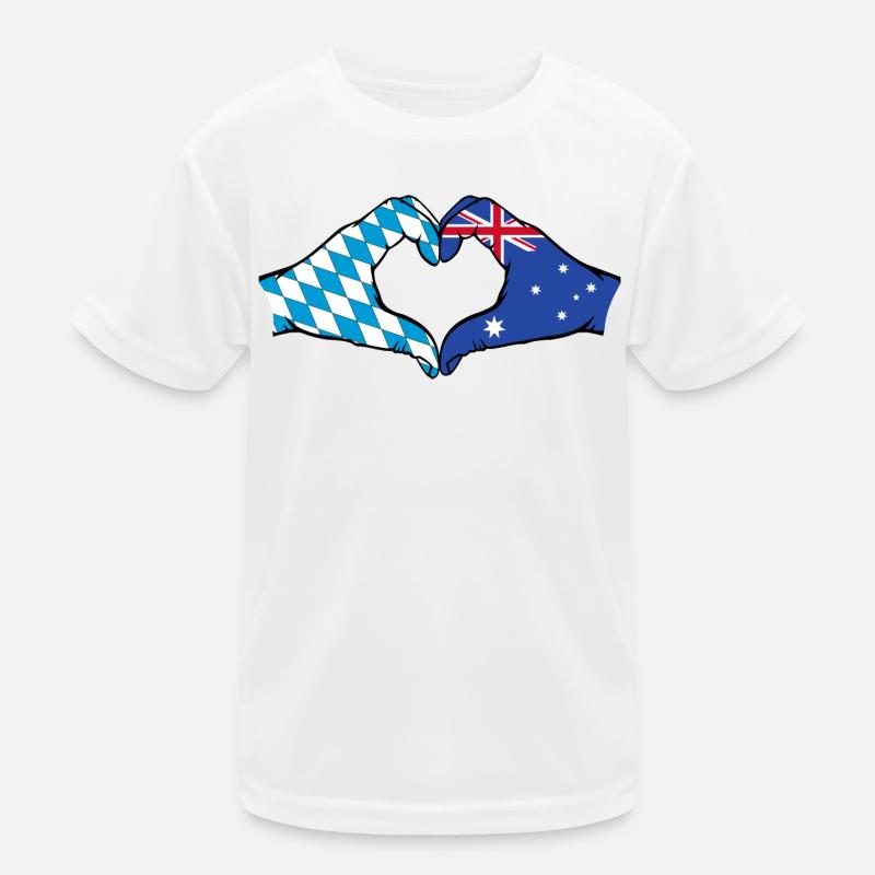 Bavière Australie Drapeau Mains Coeur Forme T-shirt sport Enfant