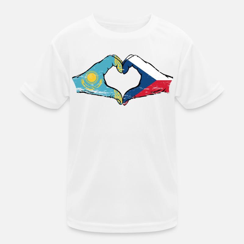 Kasachstan Tschechien Flagge Hände Herzform used Kinder Funktions-T-Shirt