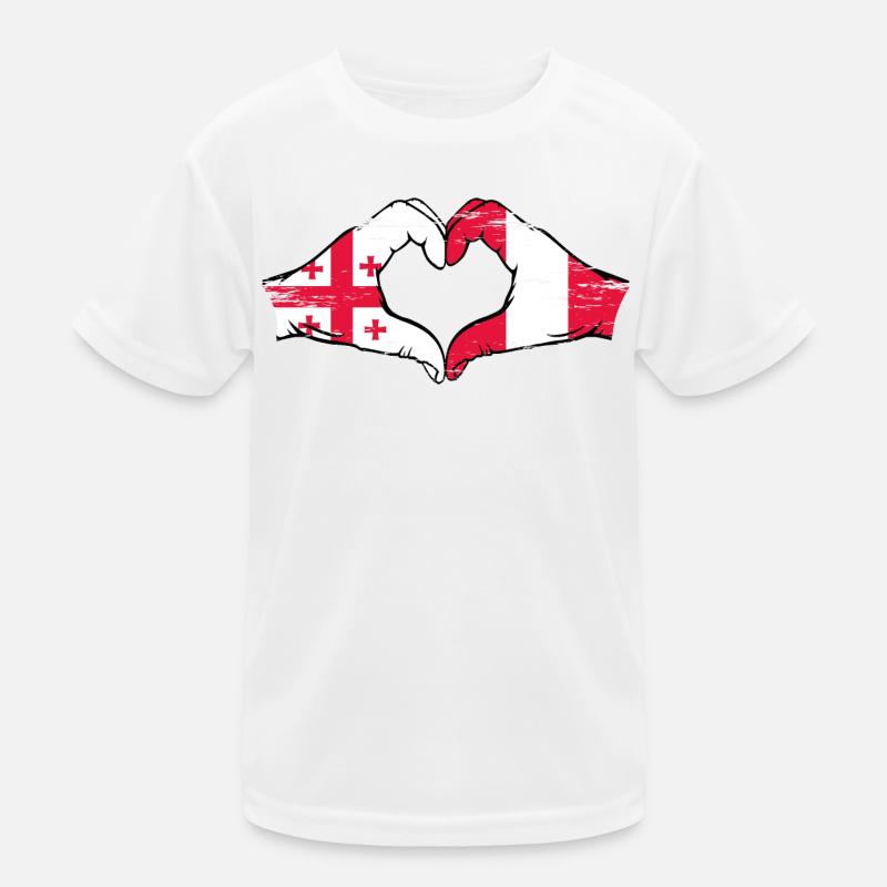 Géorgie Pérou drapeau mains forme de coeur utilisé T-shirt sport Enfant