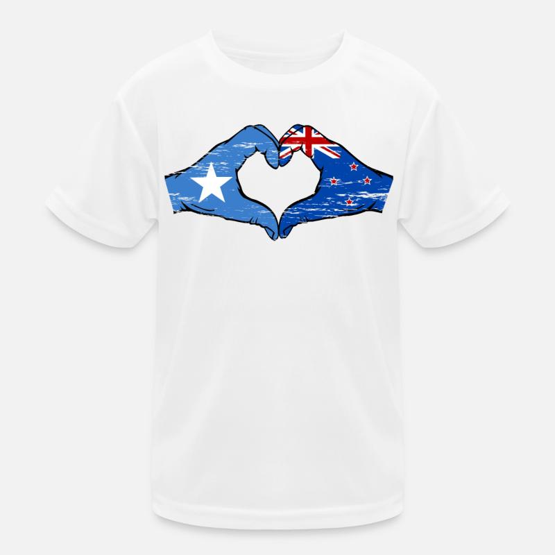 Somalie Nouvelle-Zélande drapeau mains forme coeur utilisé T-shirt sport Enfant