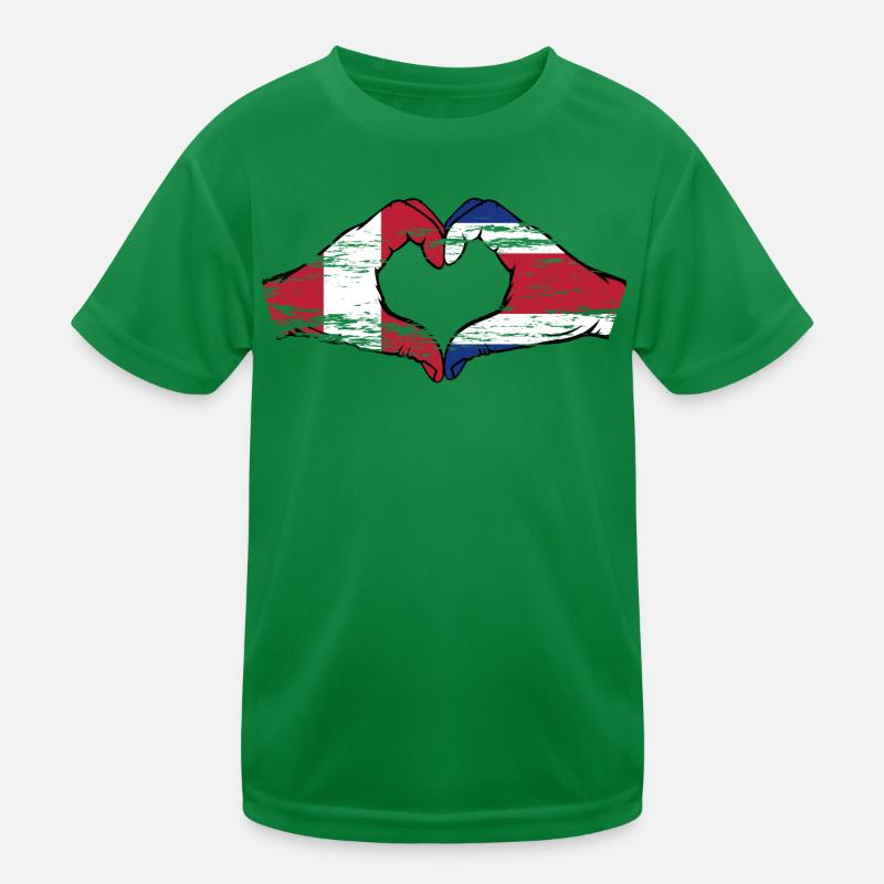 Pérou Costa Rica Drapeau Mains Coeur Forme Utilisé T-shirt sport Enfant