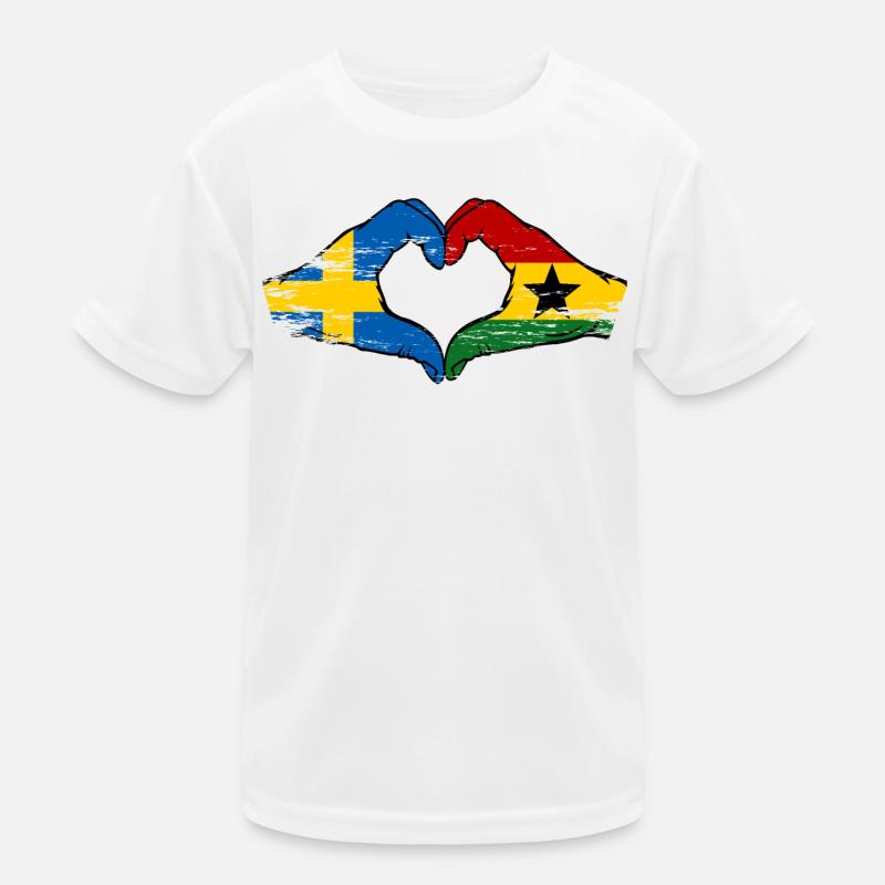 Sweden Ghana flag hands heart shape used Kids Functional T-Shirt