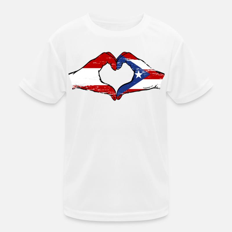 Austria Puerto Rico Hands Heart Shape Used Kids Functional T-Shirt
