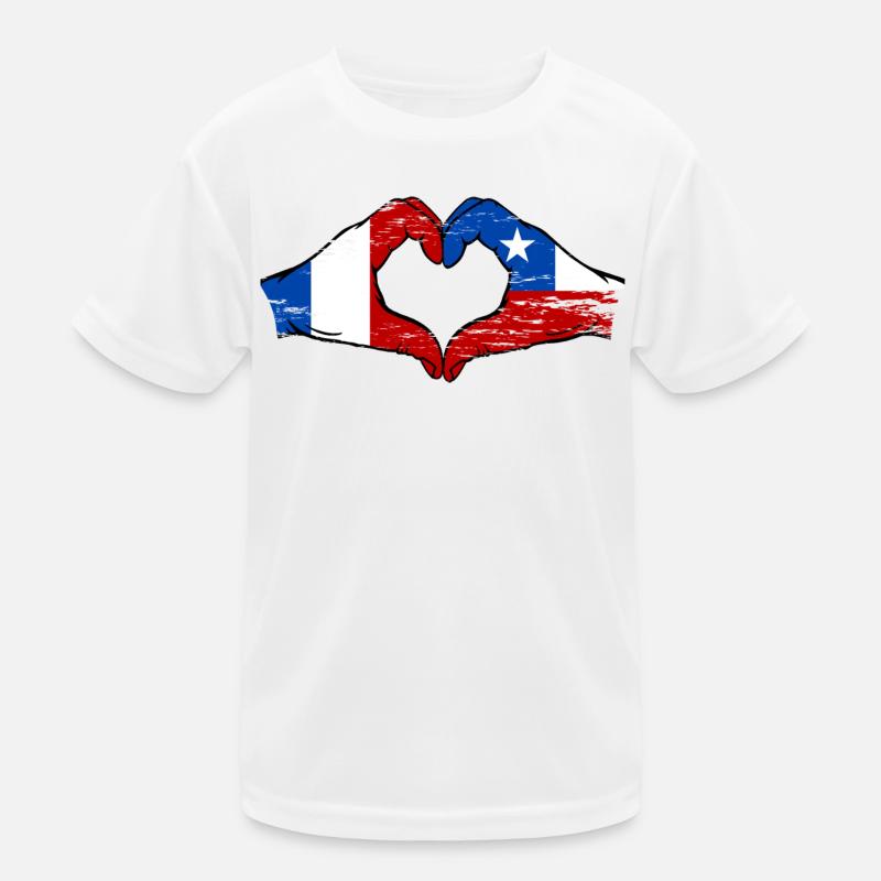 Frankreich Chile Flagge Hände Herzform used Kinder Funktions-T-Shirt