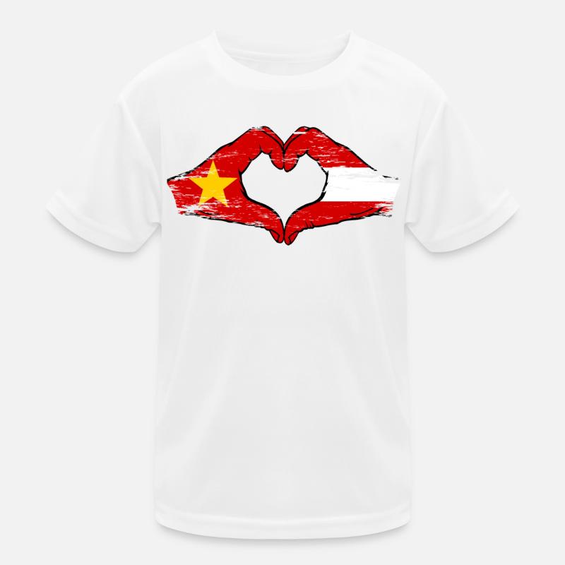 Vietnam Autriche Drapeau Mains Coeur Forme Utilisé T-shirt sport Enfant