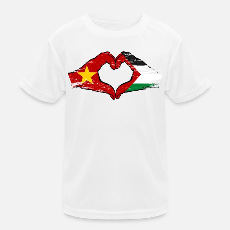 Vietnam Palestine drapeau mains forme coeur utilisé T-shirt sport Enfant