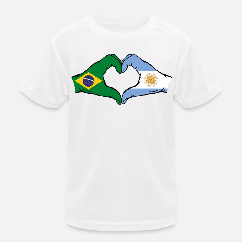 Brésil Argentine Drapeau Coeur T-shirt sport Enfant