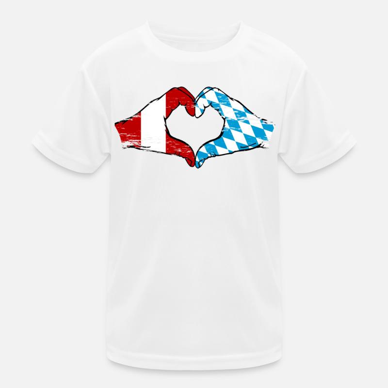 Pérou Bavière drapeau mains forme de coeur utilisé T-shirt sport Enfant