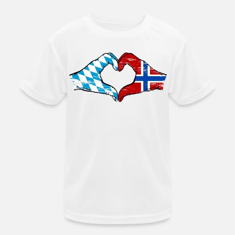 Bavière, Norvège, drapeau, aiguilles, forme de coeur utilisé T-shirt sport Enfant