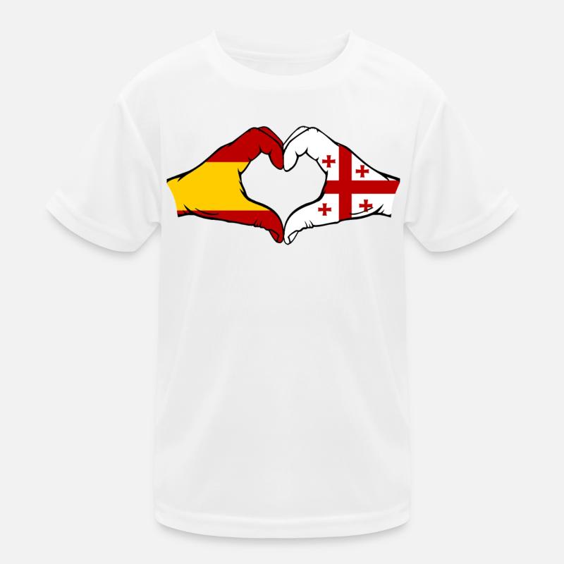 Spanien Georgien Flagge Hände Herzform Kinder Funktions-T-Shirt