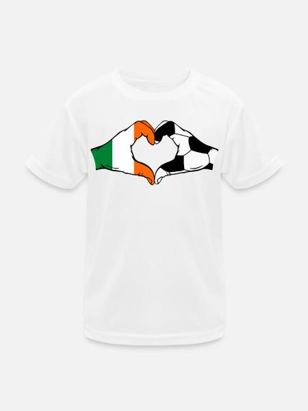 Irland Fussball Flagge Haende Herzform - Kinder Funktions-T-Shirt - Weiß