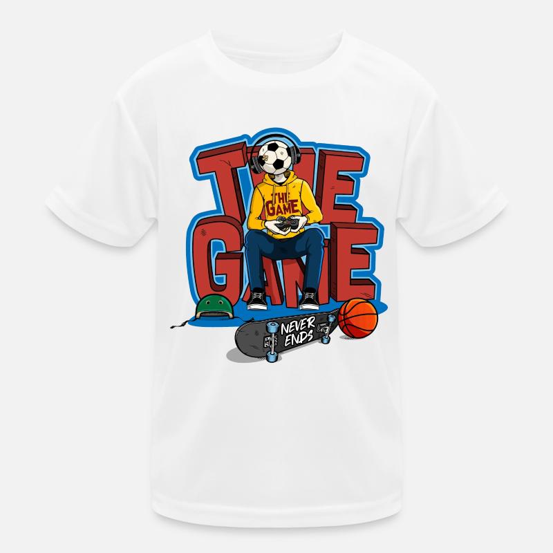 Der Zocker-skater mit gelben Kapuzenpullover Kinder Funktions-T-Shirt