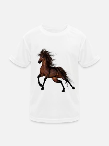 Brown Wild Horse - Kids Functional T-Shirt - white