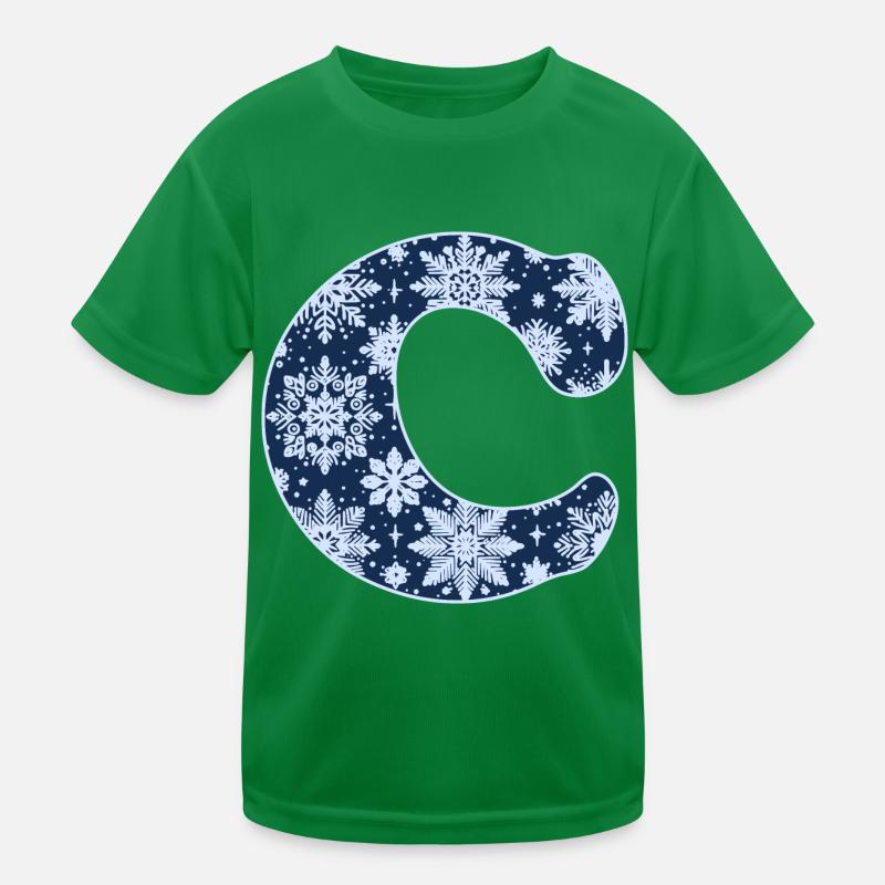 Buchstabe C Schneeflocken Kinder Funktions-T-Shirt