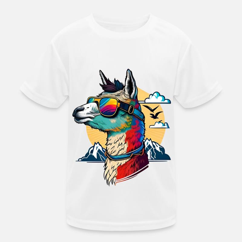 Llama chilled with sunglasses Kids Functional T-Shirt