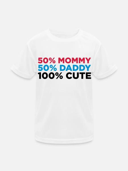 50% Mama. 50% Papa. 100% niedlich! - Kinder Funktions-T-Shirt - Weiß - Vorne