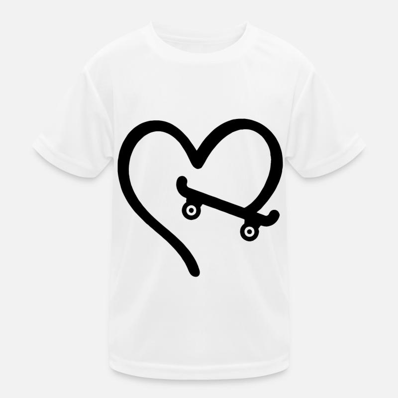 Skateboard Herz Skater Kinder Funktions-T-Shirt