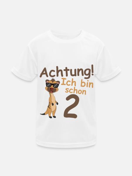 Geburtstagsshirt 2 jahr Erdmännchen baby Mädchen - Kinder Funktions-T-Shirt - Weiß
