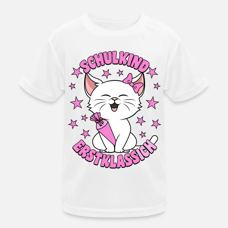 Schulkind 2026 Erstklassich Katze Einschulung Kinder Funktions-T-Shirt
