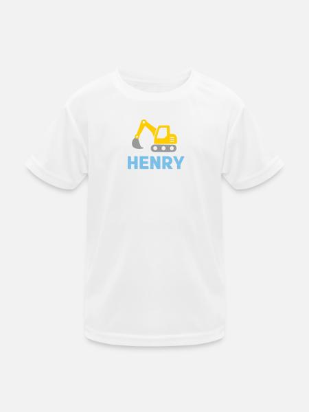 Bagger Henry gelb - Kinder Funktions-T-Shirt - Weiß