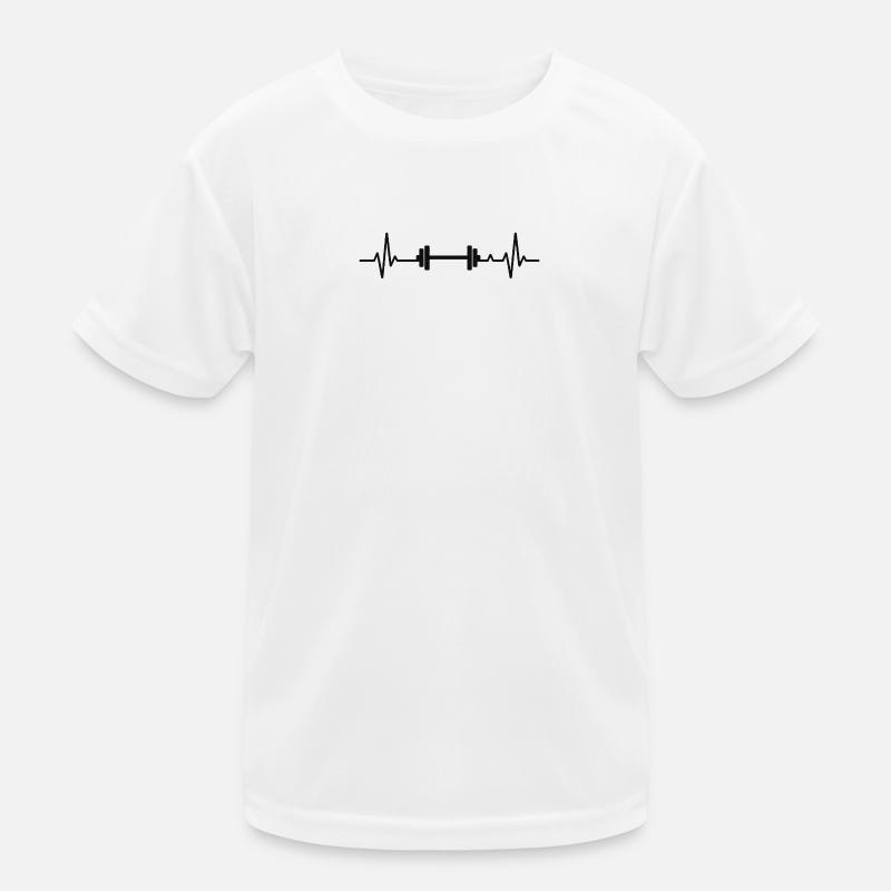 Heartbeat-Design mit Hantel Kinder Funktions-T-Shirt