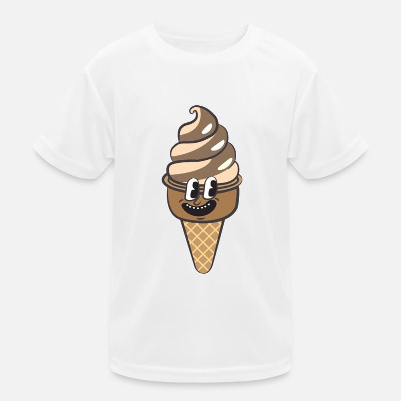 Retro Cartoon Eiscreme - Kinder Funktions-T-Shirt - Weiß