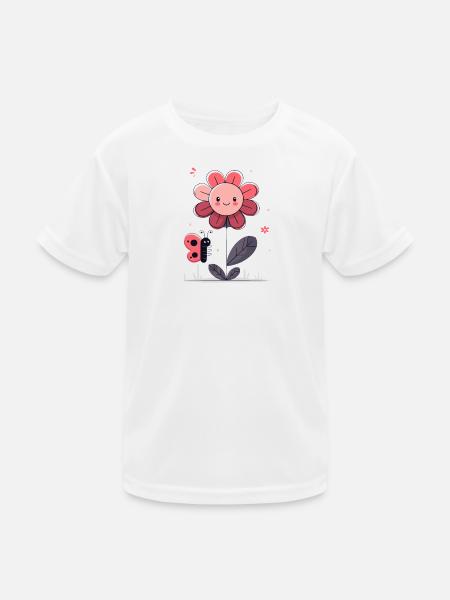 Flower with butterfly - Kids Functional T-Shirt - white