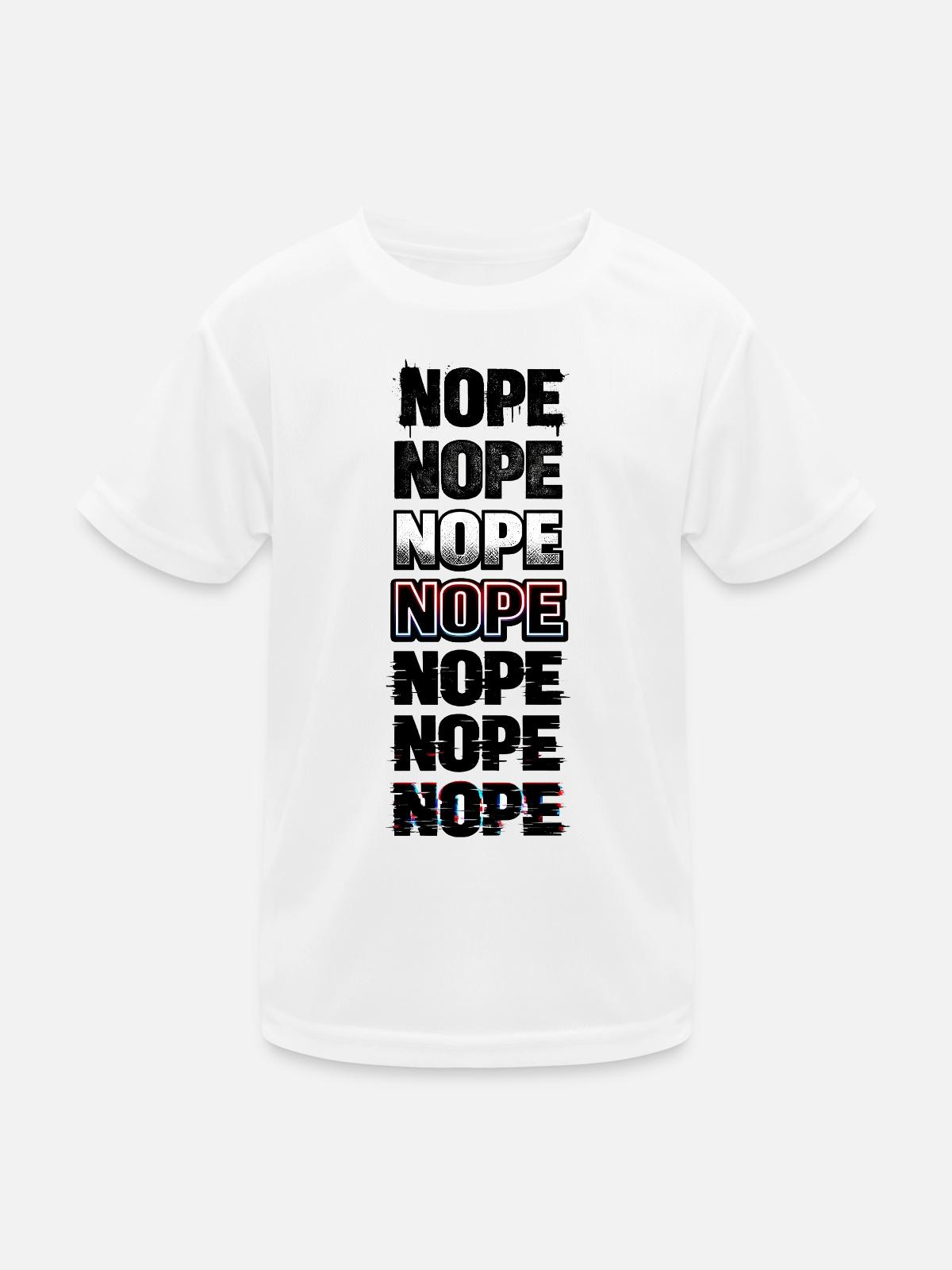 Nein, Neon-Glitch-Textstack - Kinder Funktions-T-Shirt - Weiß - Vorne