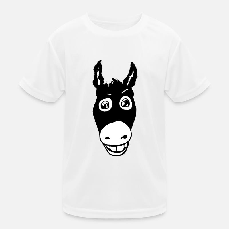 Lächelnder Esel schwarz Kinder Funktions-T-Shirt